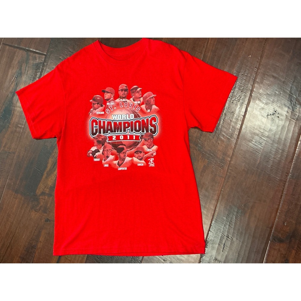 St. Louis Cardinals 2011 World Series Champions‎ Graphic T-Shirt Mens L Red